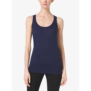 $97 MINNIE ROSE Navy Blue Sleeveless Scoop Neck Knit Sleeveless Tunic Top M